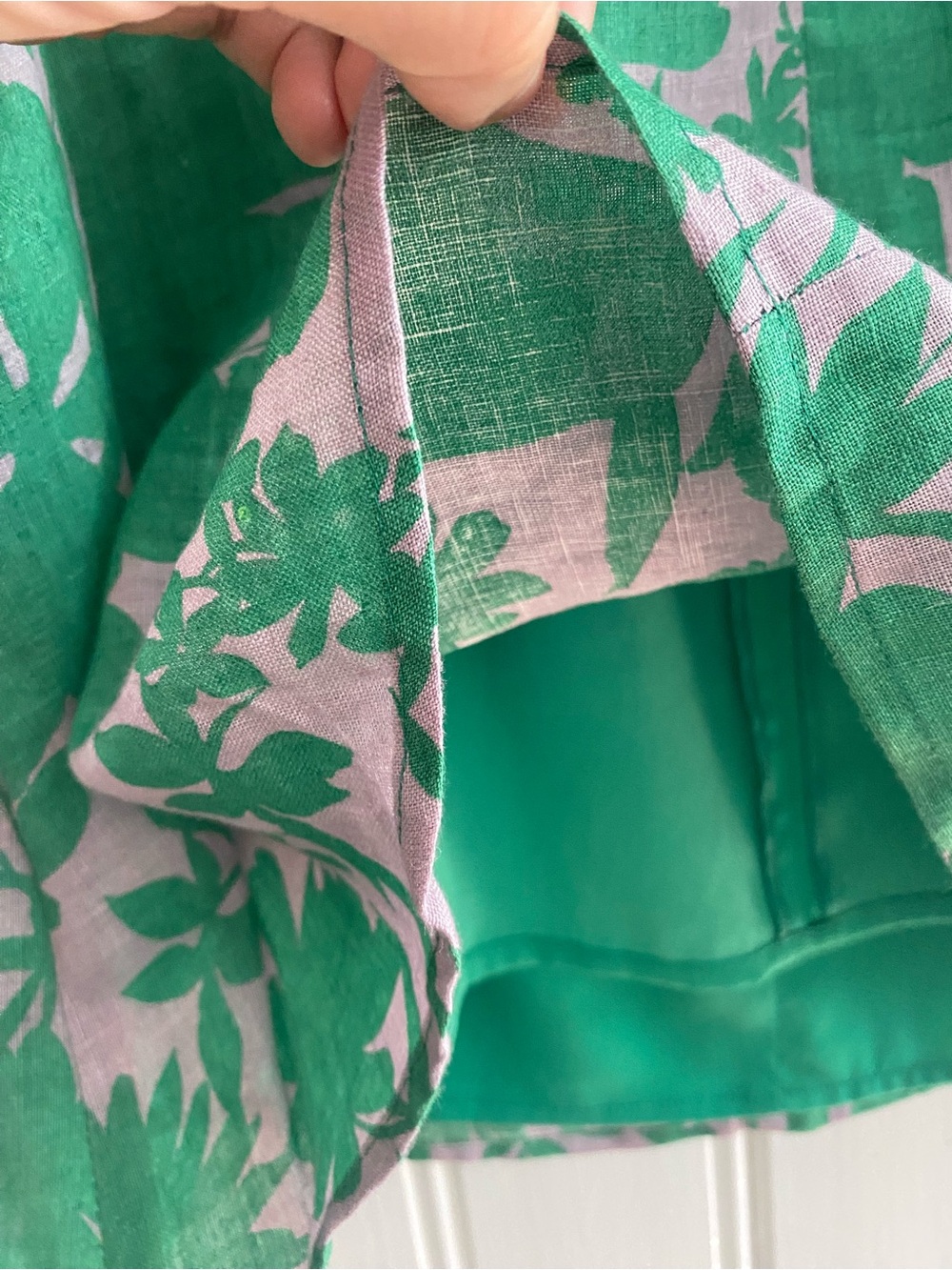 ALEXIS pilou printed green bontanical mini linen dress - Picture 10 of 11